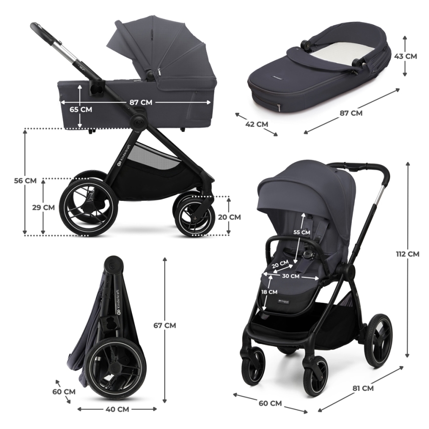 KINDERKRAFT - Combinatiekinderwagen 2in1 NEA 2 Donkergrijs