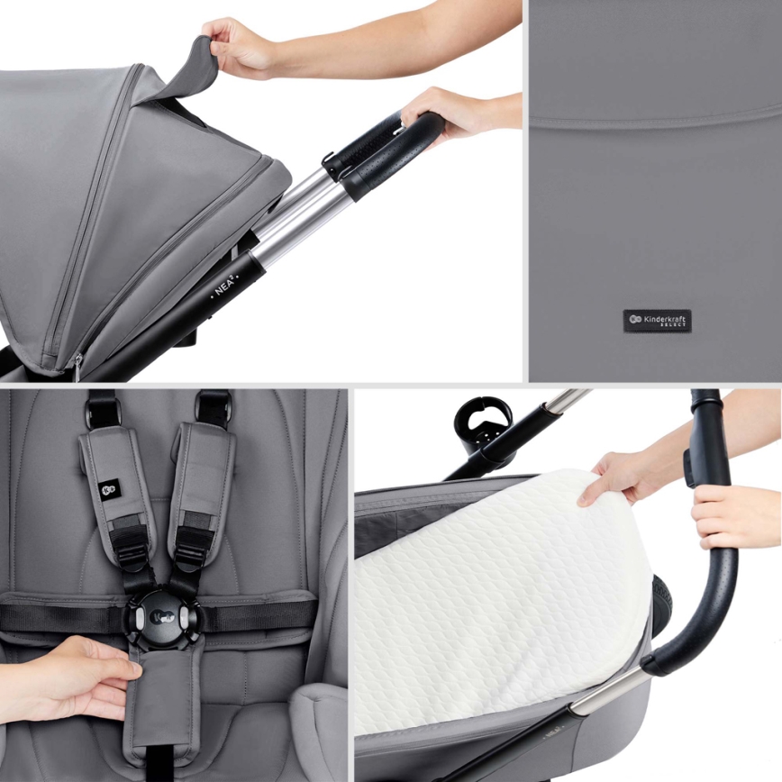 KINDERKRAFT - Combinatiekinderwagen 2in1 NEA 2 Platinum grijs