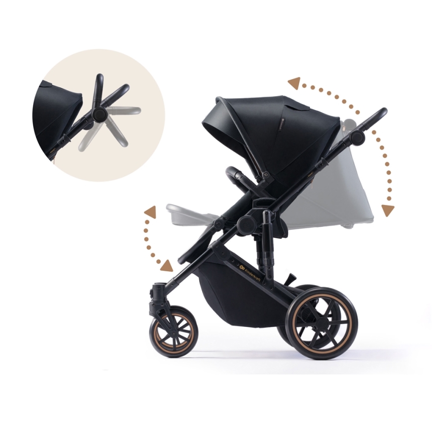 KINDERKRAFT - Combinatiekinderwagen 2in1 PRIME 2 zwart