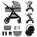 KINDERKRAFT - Combinatiekinderwagen 3in1 ESME Moonlight grijs + autostoel MINK PRO