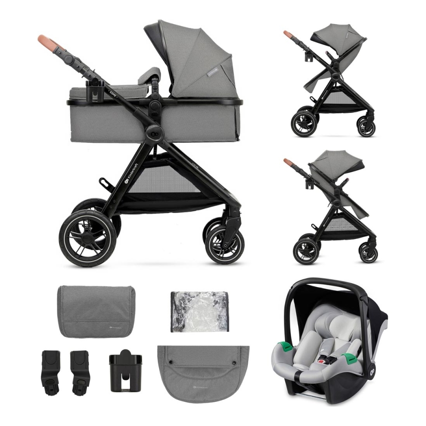 KINDERKRAFT - Combinatiekinderwagen 3in1 ESME Moonlight grijs + autostoel MINK PRO