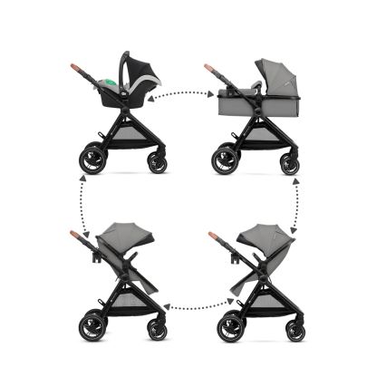 KINDERKRAFT - Combinatiekinderwagen 3in1 ESME Moonlight grijs + autostoel MINK PRO