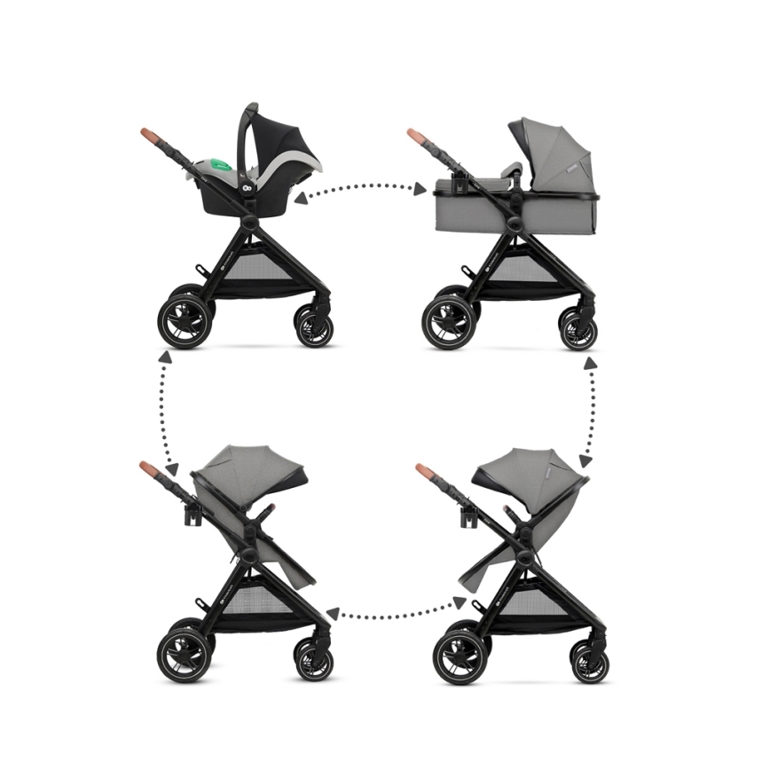 KINDERKRAFT - Combinatiekinderwagen 3in1 ESME Moonlight grijs + autostoel MINK PRO