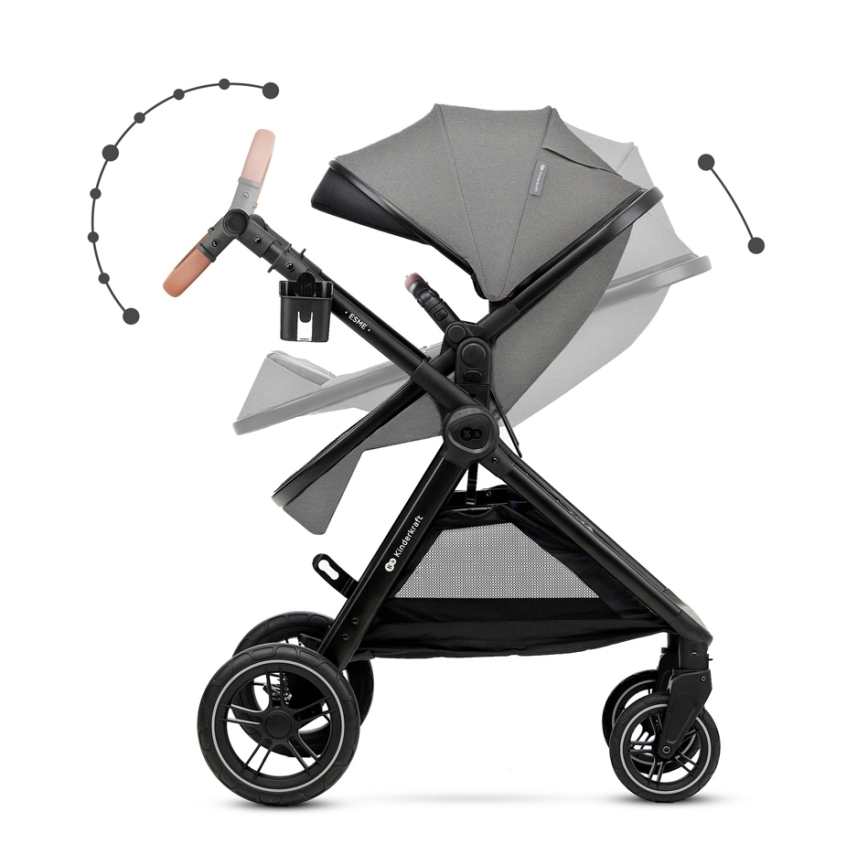 KINDERKRAFT - Combinatiekinderwagen 3in1 ESME Moonlight grijs + autostoel MINK PRO