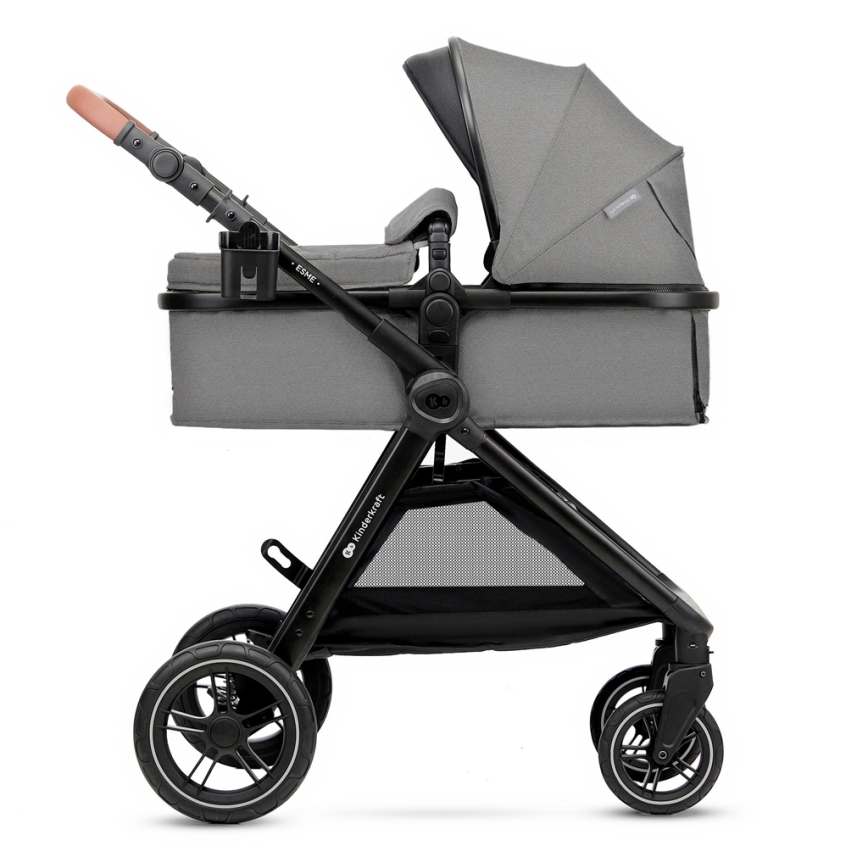 KINDERKRAFT - Combinatiekinderwagen 3in1 ESME Moonlight grijs + autostoel MINK PRO