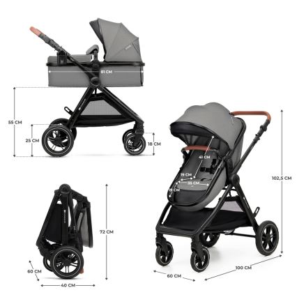 KINDERKRAFT - Combinatiekinderwagen 3in1 ESME Moonlight grijs + autostoel MINK PRO