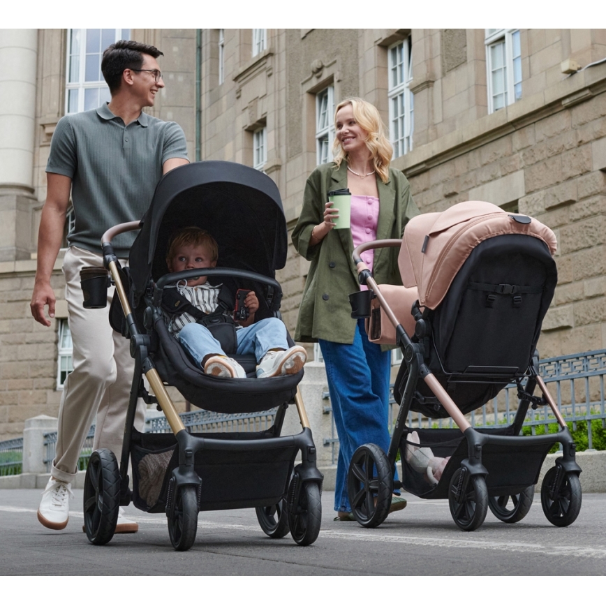 KINDERKRAFT - Combinatiekinderwagen 3in1 MOOV 2 AIR Pure zwart + autostoel MINK PRO