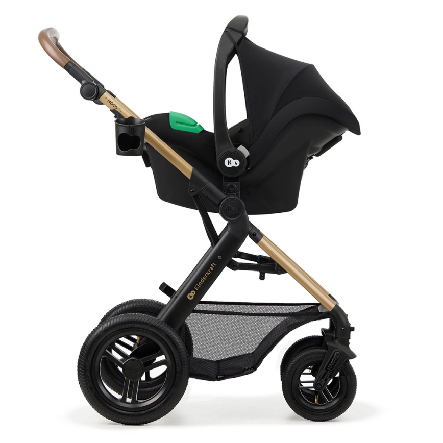 KINDERKRAFT - Combinatiekinderwagen 3in1 MOOV 2 AIR Pure zwart + autostoel MINK PRO
