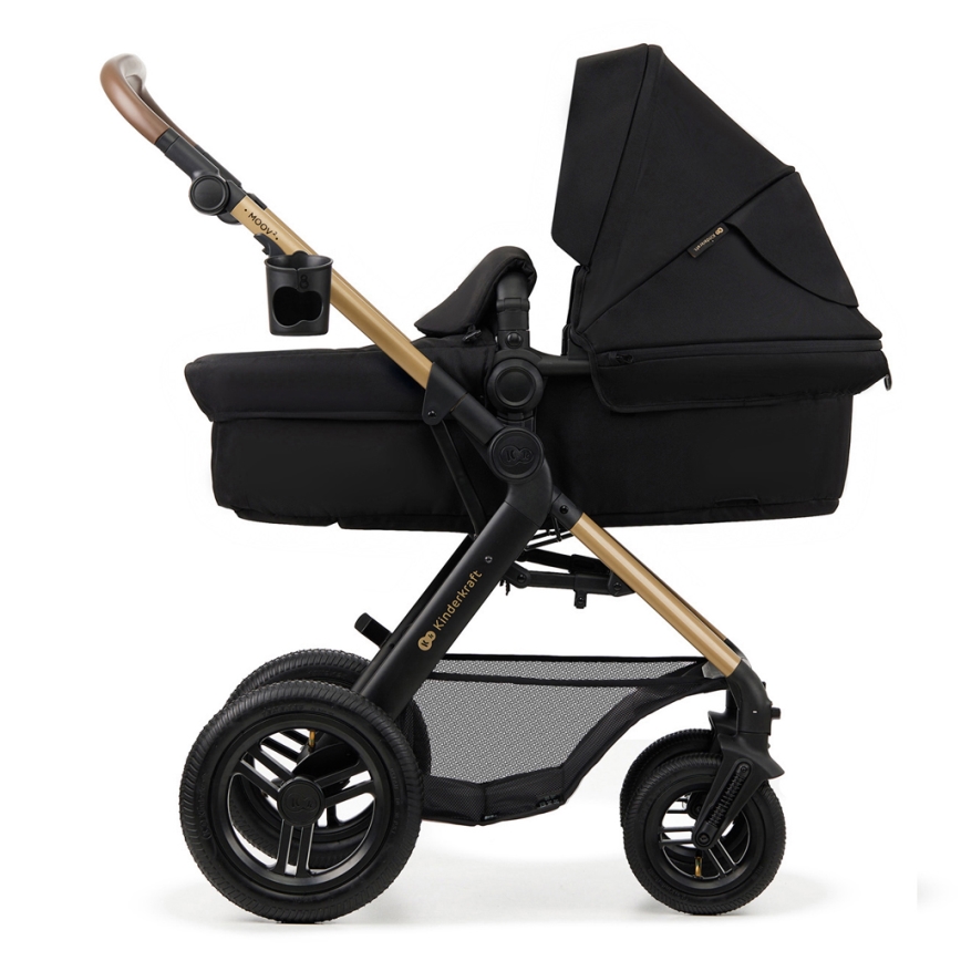 KINDERKRAFT - Combinatiekinderwagen 3in1 MOOV 2 AIR Pure zwart + autostoel MINK PRO