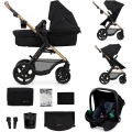 KINDERKRAFT - Combinatiekinderwagen 3in1 MOOV 2 Pure zwart + autostoel MINK PRO