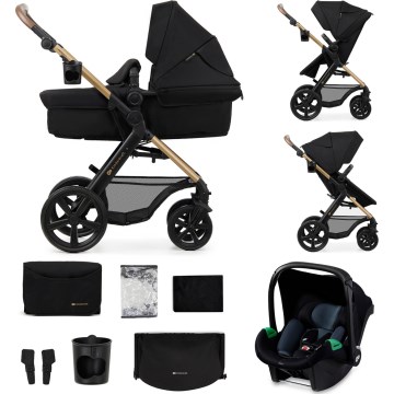 KINDERKRAFT - Combinatiekinderwagen 3in1 MOOV 2 Pure zwart + autostoel MINK PRO