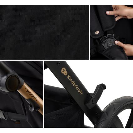 KINDERKRAFT - Combinatiekinderwagen 3in1 MOOV 2 Pure zwart + autostoel MINK PRO
