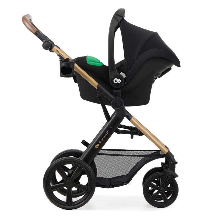 KINDERKRAFT - Combinatiekinderwagen 3in1 MOOV 2 Pure zwart + autostoel MINK PRO