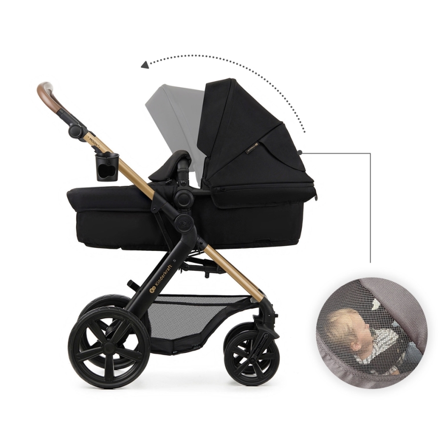 KINDERKRAFT - Combinatiekinderwagen 3in1 MOOV 2 Pure zwart + autostoel MINK PRO