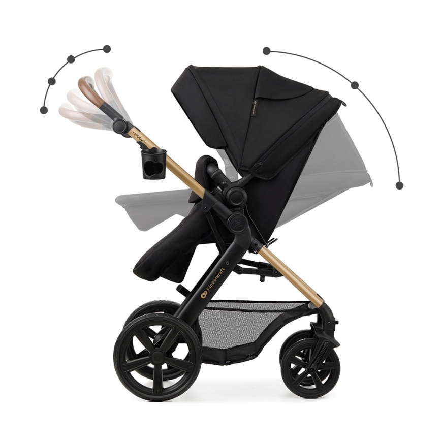 KINDERKRAFT - Combinatiekinderwagen 3in1 MOOV 2 Pure zwart + autostoel MINK PRO
