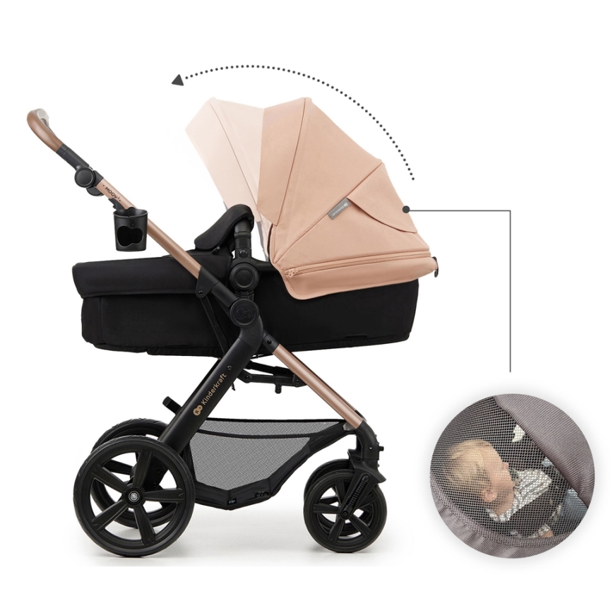 KINDERKRAFT - Combinatiekinderwagen 3in1 MOOV 2 Sand beige + autostoel MINK PRO