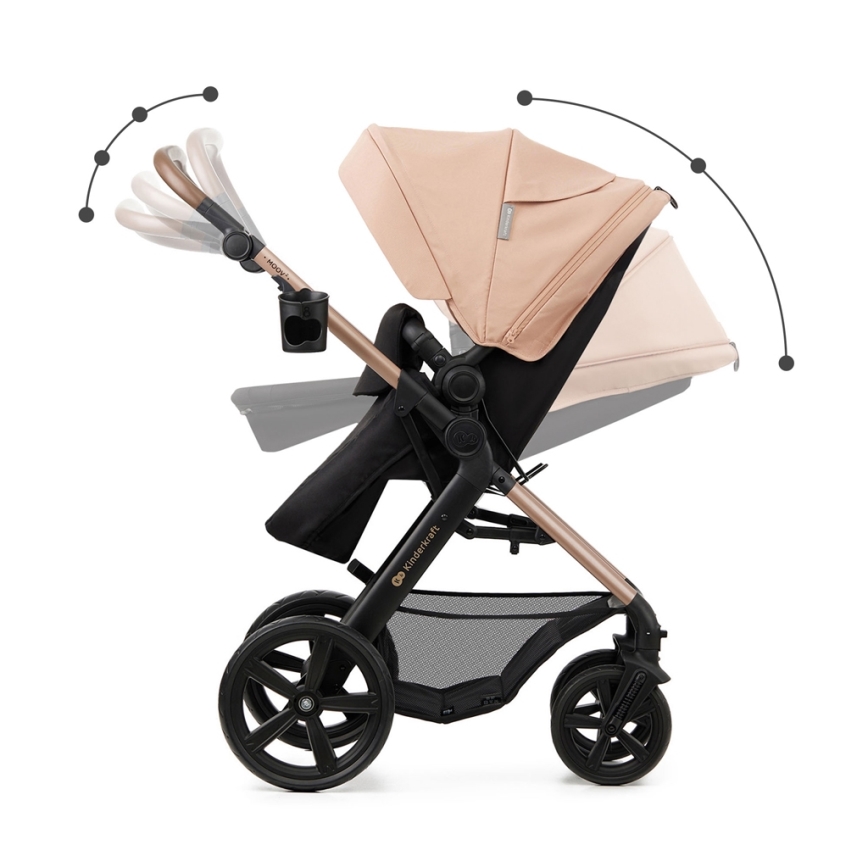 KINDERKRAFT - Combinatiekinderwagen 3in1 MOOV 2 Sand beige + autostoel MINK PRO