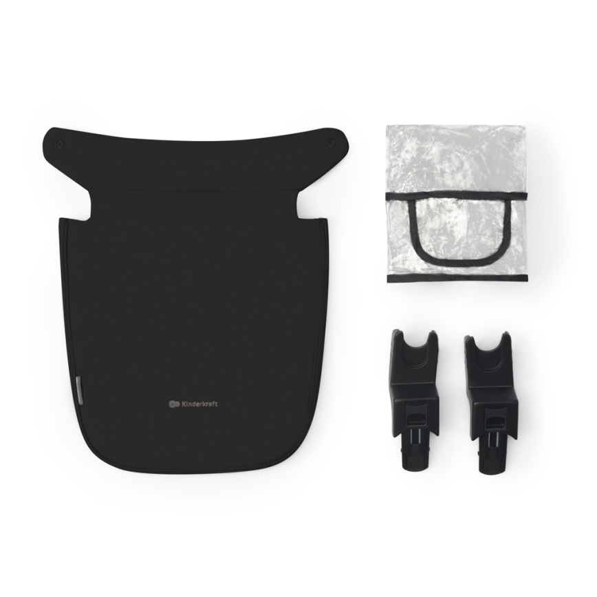KINDERKRAFT - Combinatiekinderwagen 3in1 NEWLY Klassiek zwart  + autostoel MINK PRO