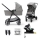 KINDERKRAFT - Combinatiekinderwagen 4v1 NEWLY Klassiek grijs + autostoel MINK PRO met basis ISOFIX