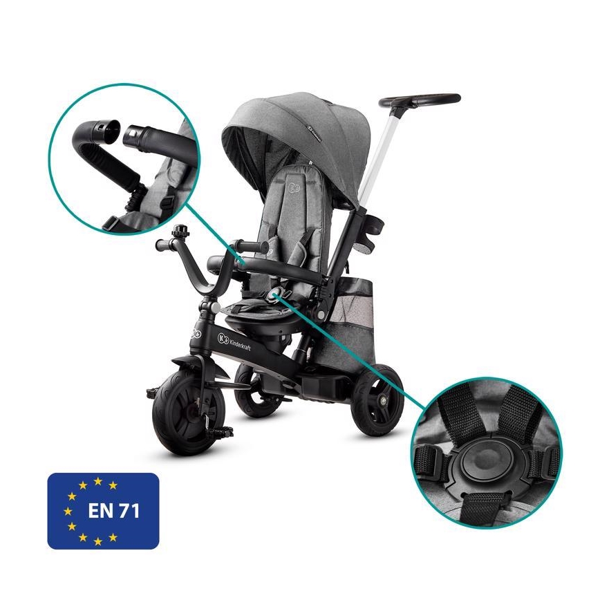 KINDERKRAFT - Driewieler voor kinderen 5v1 EASYTWIST grijs/zwart