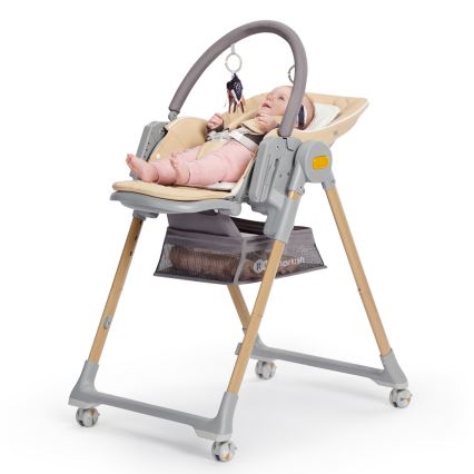 KINDERKRAFT - Eetstoel voor Kinderen 2in1 LASTREE beige/grijs