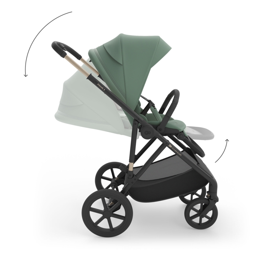 KINDERKRAFT - Gecombineerde 3-in-1 kinderwagen PRIME 3 Donkergroen