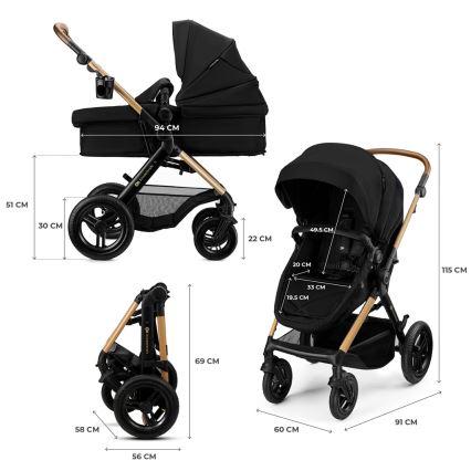KINDERKRAFT - Gecombineerde kinderwagen 3-in-1 MOOV 2 XL Air Black