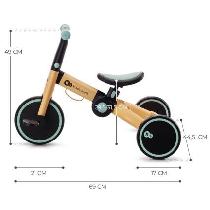 KINDERKRAFT - Kinder duwfiets 3in1 4TRIKE geel/mint