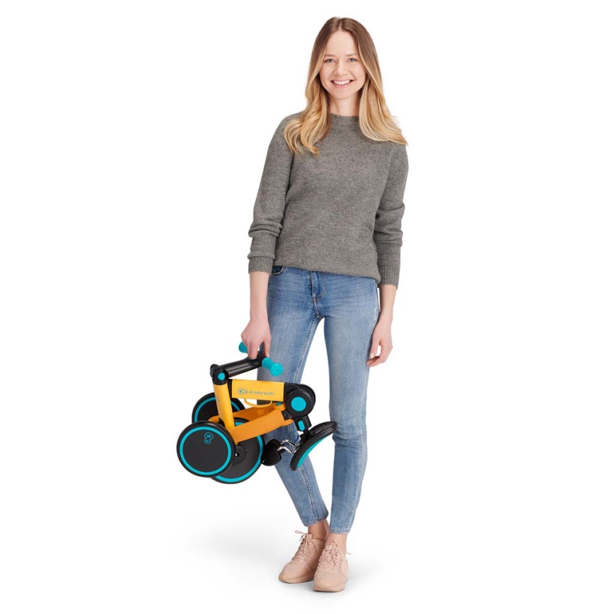 KINDERKRAFT - Kinder duwfiets 3in1 4TRIKE geel/turquoise