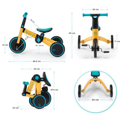 KINDERKRAFT - Kinder duwfiets 3in1 4TRIKE geel/zwart