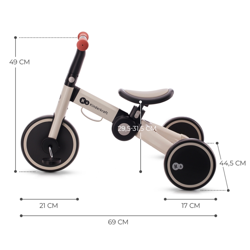 KINDERKRAFT - Kinder duwfiets 3in1 4TRIKE grijs