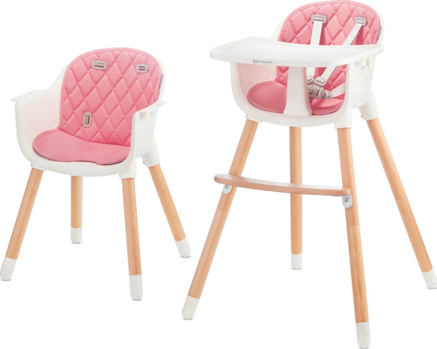 KINDERKRAFT - Kinder eetstoel 2v1 SIENNA beuken/roze