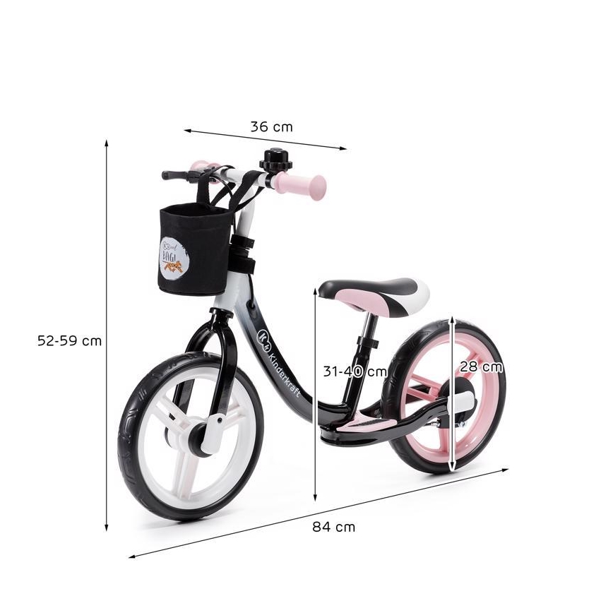 KINDERKRAFT - Loopfiets SPACE zwart/roze