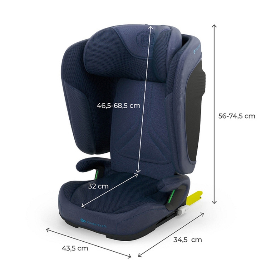 KINDERKRAFT - Opvouwbare autostoel UNITY 2 i-Size 100-150 cm donkerblauw