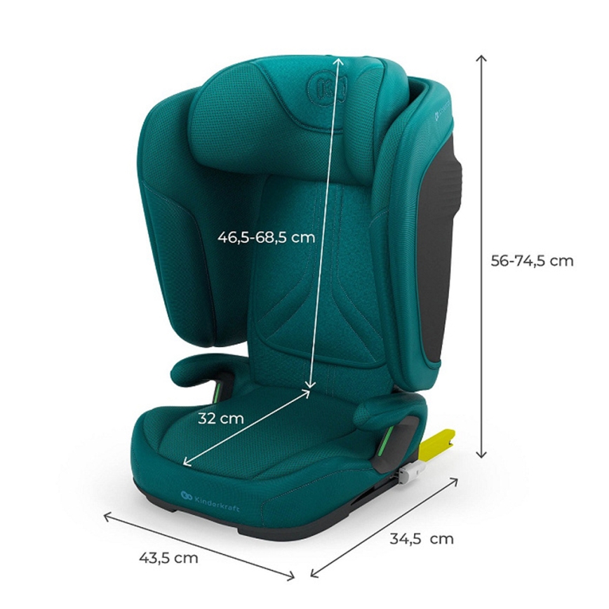 KINDERKRAFT - Opvouwbare autostoel UNITY 2 i-Size 100-150 cm turkoois