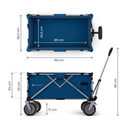 KINDERKRAFT - Opvouwbare transportwagen WAGON ROLLSTER, blauw