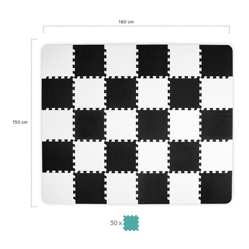 KINDERKRAFT - Puzzel van schuimrubber LUNO 30pcs zwart/wit