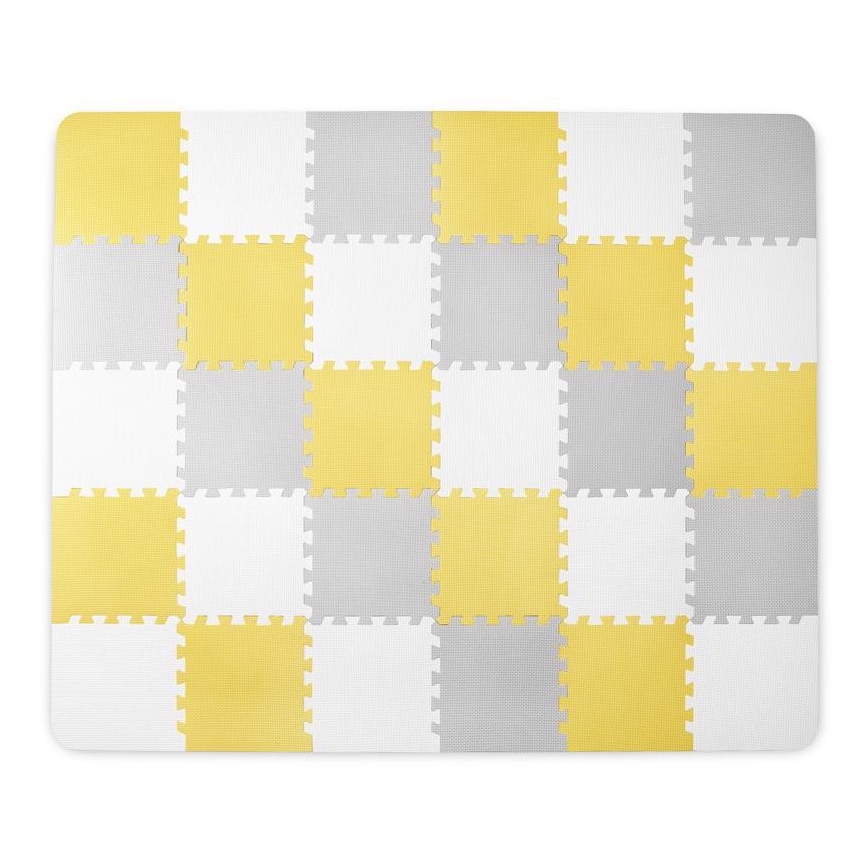 KINDERKRAFT - Puzzel van schuimrubber LUNO 30stuks grijs/geel