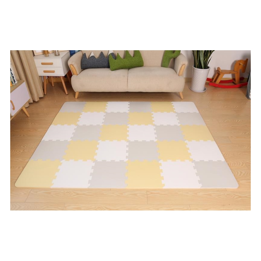 KINDERKRAFT - Puzzel van schuimrubber LUNO 30stuks grijs/geel