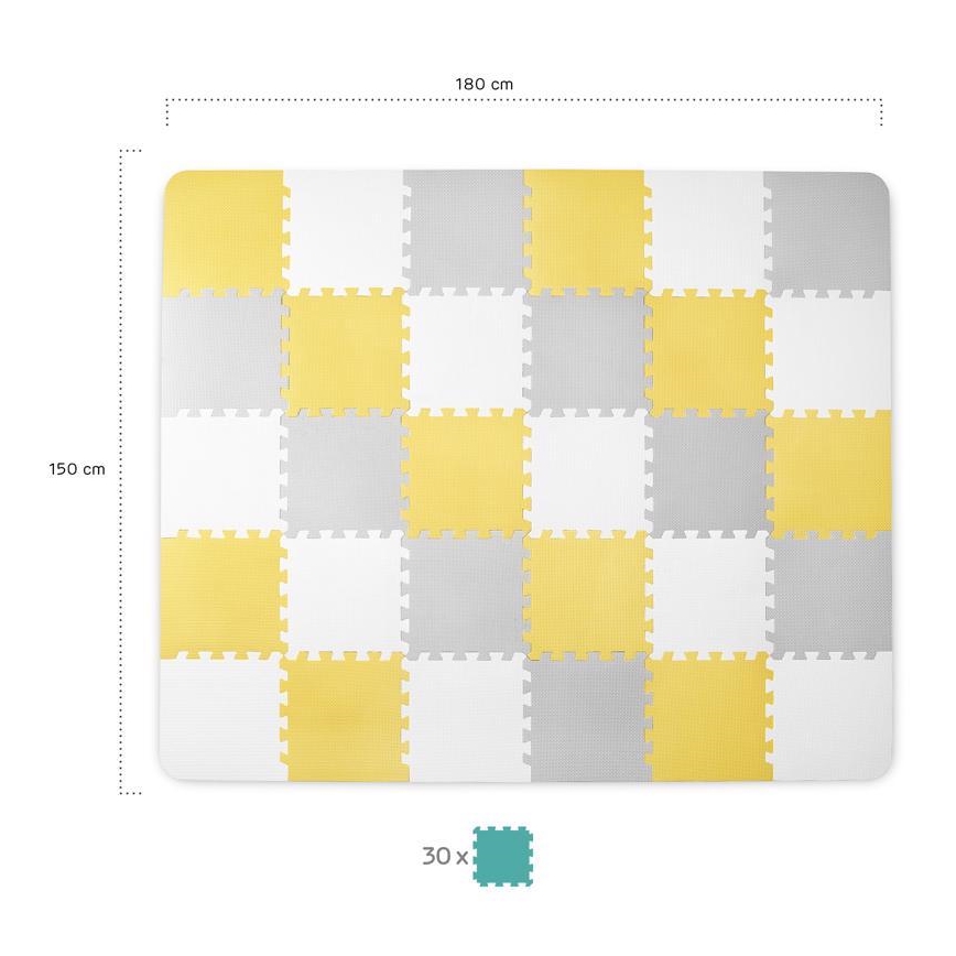 KINDERKRAFT - Puzzel van schuimrubber LUNO 30stuks grijs/geel