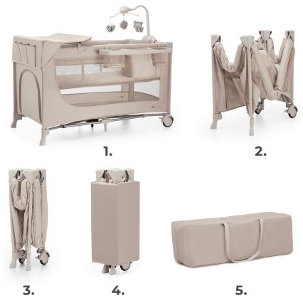 KINDERKRAFT - Reisbedje JOY 2 met accessoires beige