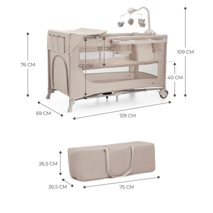 KINDERKRAFT - Reisbedje JOY 2 met accessoires beige