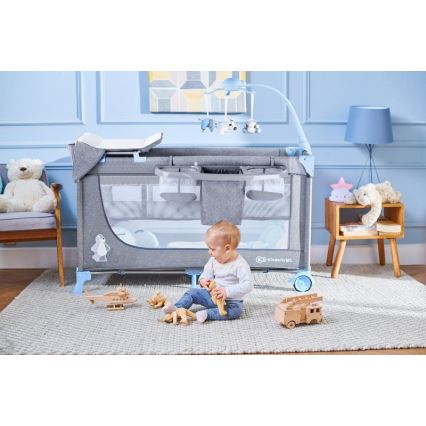 KINDERKRAFT - Reiswieg JOY met accessoires grijs/blauw