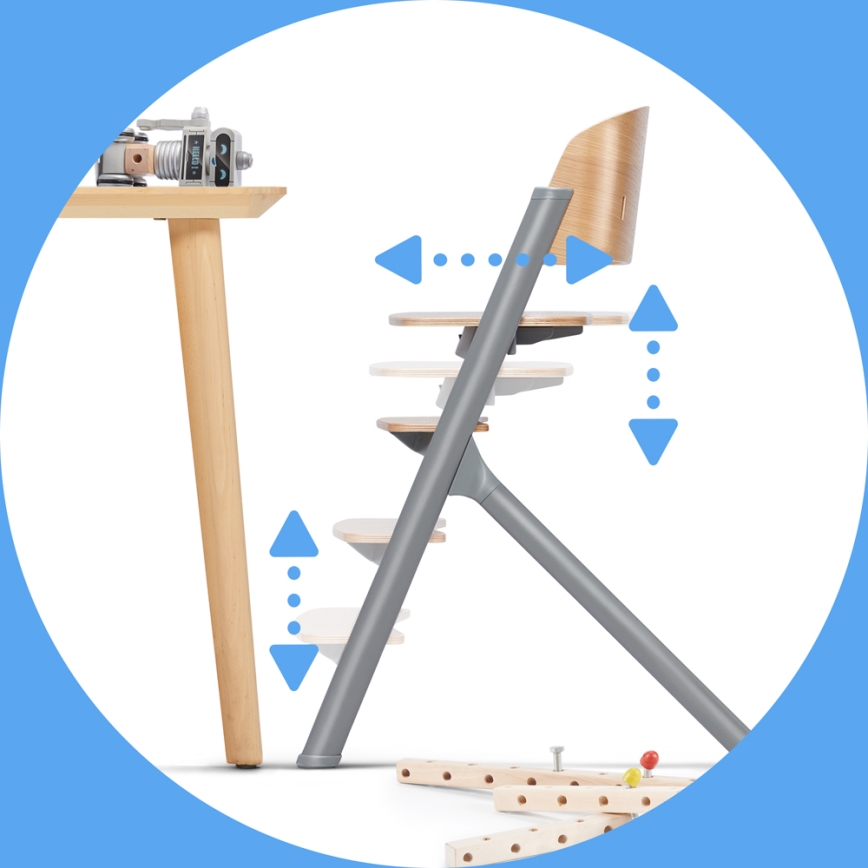 KINDERKRAFT SELECT - Kinderstoel 3-in-1 LIVY Premium eiken + ligstoel CALMEE