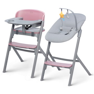 KINDERKRAFT SELECT - Kinder-eetstoel 3-in-1 LIVY Premium Aster pink + wipstoel CALMEE