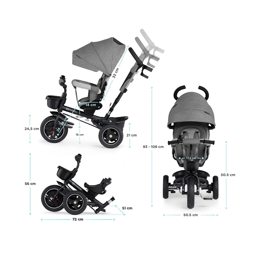 KINDERKRAFT - Kinderdriewieler 5in1 SPINSTEP grijs