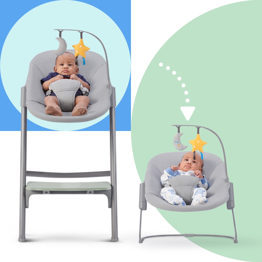 KINDERKRAFT SELECT - Kinder-eetstoel 3-in-1 LIVY Premium Aster pink + wipstoel CALMEE