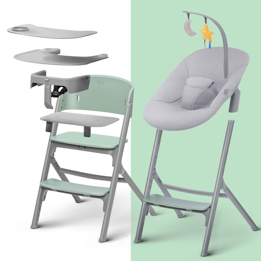 KINDERKRAFT SELECT - Kinder-eetstoel 3-in-1 LIVY Premium Aster pink + wipstoel CALMEE