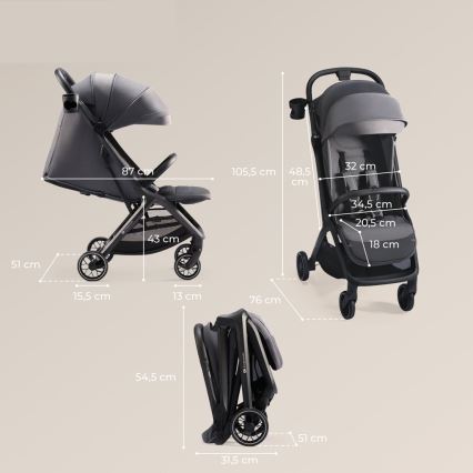 KINDERKRAFT SELECT - Sportieve kinderwagen NUBI 2 grijs