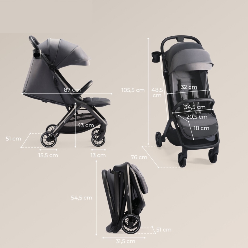 KINDERKRAFT SELECT - Sportieve kinderwagen NUBI 2 grijs